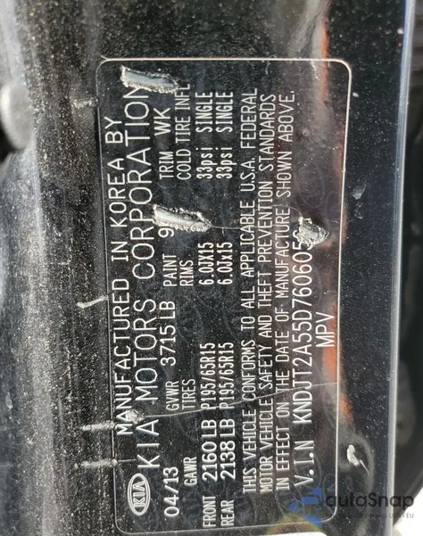 2013 Kia Soul z USA, uszkodzony, nr VIN KNDJT2A55D7606053